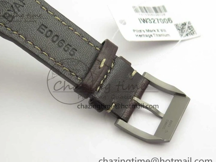 MIROTIME 0504 SmartChoice Mark XVIII IW327006 Titanium M+F 1:1 Best Edition Black Dial on Brown Leather Strap A 7145